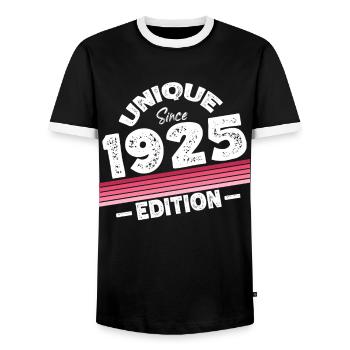 Unique depuis 1925 Edition Anniversaire Millésime 1925 - T-shirt contrasté Homme - noir/blanc - Devant - AI Model Female 172 light (172cm) & AI Model Male 178 light (178cm)