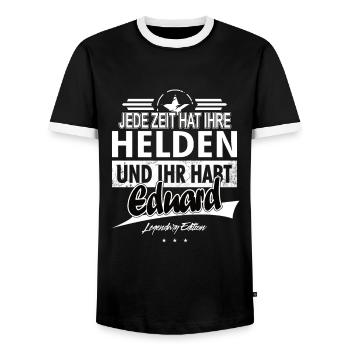 Every era has its heroes You have Eduard - Men's Ringer Shirt - black/white - Front - AI Model Female 172 light (172cm) & AI Model Male 178 light (178cm)