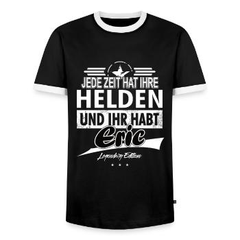Jede Zeit hat Ihre Helden Ihr habt Eric - Männer Kontrast-T-Shirt - Schwarz/Weiß - Vorne - AI Model Female 172 light (172cm) & AI Model Male 178 light (178cm)