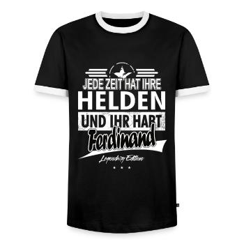 Jede Zeit hat Ihre Helden Ihr habt Ferdinand - Männer Kontrast-T-Shirt - Schwarz/Weiß - Vorne - AI Model Female 172 light (172cm) & AI Model Male 178 light (178cm)