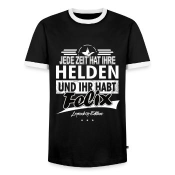 Chaque époque a ses héros Vous avez Félix - T-shirt contrasté Homme - noir/blanc - Devant - AI Model Female 172 light (172cm) & AI Model Male 178 light (178cm)