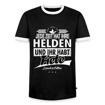 Chaque époque a ses héros Vous avez la fiete - T-shirt contrasté Homme - noir/blanc - Devant - AI Model Female 172 light (172cm) & AI Model Male 178 light (178cm)