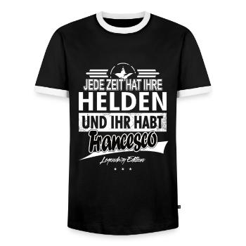 Jede Zeit hat Ihre Helden Ihr habt Francesco - Männer Kontrast-T-Shirt - Schwarz/Weiß - Vorne - AI Model Female 172 light (172cm) & AI Model Male 178 light (178cm)