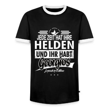 Jede Zeit hat Ihre Helden Ihr habt Georgios - Männer Kontrast-T-Shirt - Schwarz/Weiß - Vorne - AI Model Female 172 light (172cm) & AI Model Male 178 light (178cm)