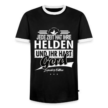 Jede Zeit hat Ihre Helden Ihr habt Gerd - Männer Kontrast-T-Shirt - Schwarz/Weiß - Vorne - AI Model Female 172 light (172cm) & AI Model Male 178 light (178cm)