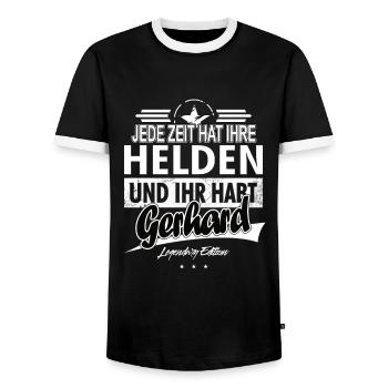Chaque époque a ses héros Vous avez Gerhard - T-shirt contrasté Homme - noir/blanc - Devant - AI Model Female 172 light (172cm) & AI Model Male 178 light (178cm)