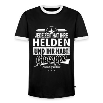 Jede Zeit hat Ihre Helden Ihr habt Giuseppe - Männer Kontrast-T-Shirt - Schwarz/Weiß - Vorne - AI Model Female 172 light (172cm) & AI Model Male 178 light (178cm)