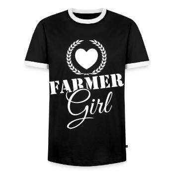 Farmer Girl Mädchen - Männer Kontrast-T-Shirt - Schwarz/Weiß - Vorne - AI Model Female 172 light (172cm) & AI Model Male 178 light (178cm)
