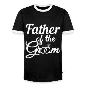 Vater des Bräutigams - Bräutigam Hochzeit und Papa Geschenk - Männer Kontrast-T-Shirt - Schwarz/Weiß - Vorne - AI Model Female 172 light (172cm) & AI Model Male 178 light (178cm)