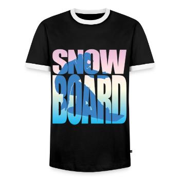 Snowboard Snowboard Geschenk für einen Snowboarder - Männer Kontrast-T-Shirt - Schwarz/Weiß - Vorne - AI Model Female 172 light (172cm) & AI Model Male 178 light (178cm)
