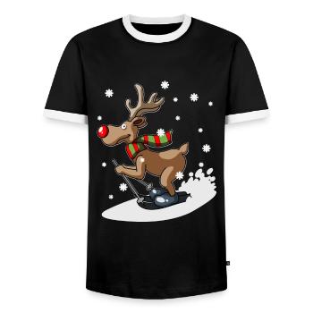 Cadeau drôle mignon de Noël de neige de neige de ski de renne - T-shirt contrasté Homme - noir/blanc - Devant - AI Model Female 172 light (172cm) & AI Model Male 178 light (178cm)