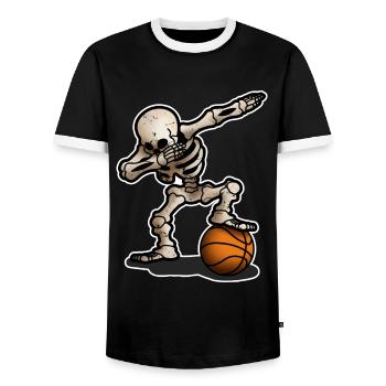 Skelett Dabbing Dab Basketball Halloween Geschenk - Männer Kontrast-T-Shirt - Schwarz/Weiß - Vorne - AI Model Female 172 light (172cm) & AI Model Male 178 light (178cm)