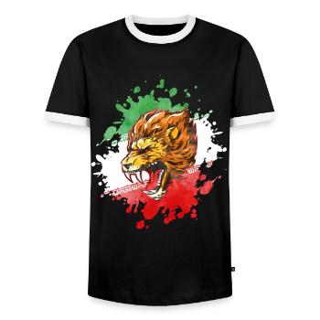 persian flag iran lion - Men's Ringer Shirt - black/white - Front - AI Model Female 172 light (172cm) & AI Model Male 178 light (178cm)
