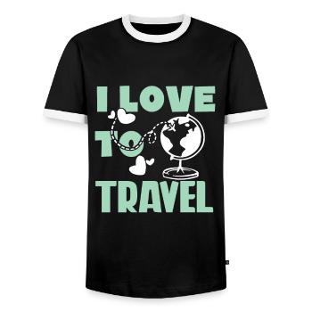 ich liebe es zu reisen - Männer Kontrast-T-Shirt - Schwarz/Weiß - Vorne - AI Model Female 172 light (172cm) & AI Model Male 178 light (178cm)