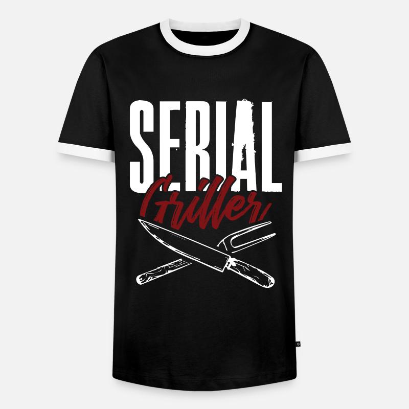 serial griller - Männer Kontrast-T-Shirt - Schwarz/Weiß