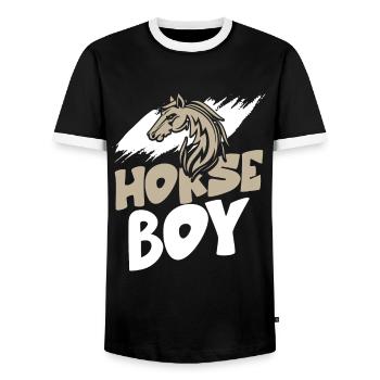 horses young - Men's Ringer Shirt - black/white - Front - AI Model Female 172 light (172cm) & AI Model Male 178 light (178cm)
