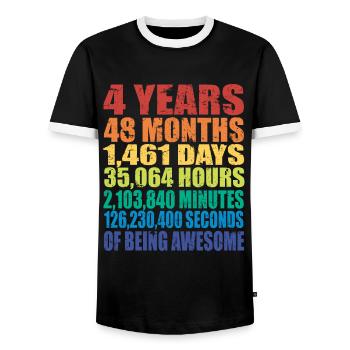 Drôle de cadeau de 4ème anniversaire, âge de 4 ans - T-shirt contrasté Homme - noir/blanc - Devant - AI Model Female 172 light (172cm) & AI Model Male 178 light (178cm)