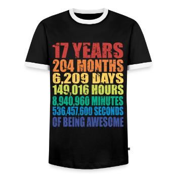 Lustiges Geschenk zum 17. Geburtstag, Alter 17 Jahre alt - Männer Kontrast-T-Shirt - Schwarz/Weiß - Vorne - AI Model Female 172 light (172cm) & AI Model Male 178 light (178cm)