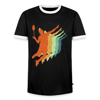 Retro Badminton - Cool Vintage Sport Player Cadeau - T-shirt contrasté Homme - noir/blanc - Devant - AI Model Female 172 light (172cm) & AI Model Male 178 light (178cm)