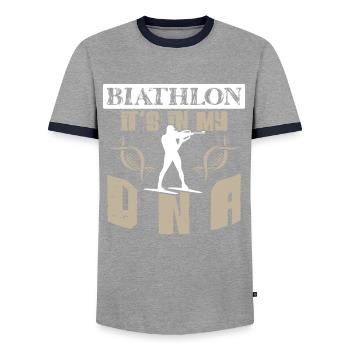 biathlon - T-shirt contrasté Homme - gris/marine  - Devant - AI Model Female 172 light (172cm) & AI Model Male 178 light (178cm)
