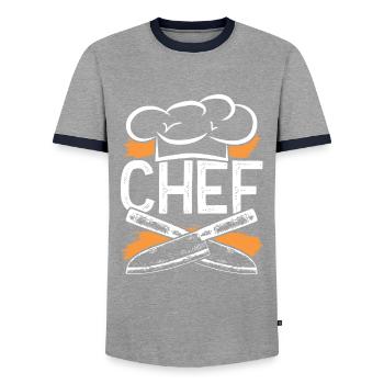 chef kochen - Männer Kontrast-T-Shirt - Grau/Navy  - Vorne - AI Model Female 172 light (172cm) & AI Model Male 178 light (178cm)