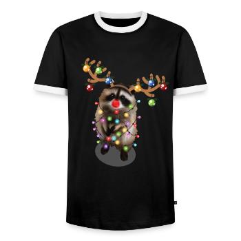 Weihnachtswaschbär - Süßes lustiges Weihnachtstier Geschenk - Männer Kontrast-T-Shirt - Schwarz/Weiß - Vorne - AI Model Female 172 light (172cm) & AI Model Male 178 light (178cm)