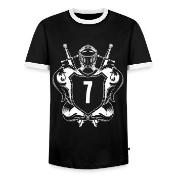7 Nombre d’armoiries - T-shirt contrasté Homme - noir/blanc - Devant - AI Model Female 172 light (172cm) & AI Model Male 178 light (178cm)