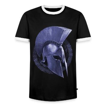spartan helmet sparta warrior - Men's Ringer Shirt - black/white - Front - AI Model Female 172 light (172cm) & AI Model Male 178 light (178cm)
