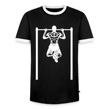 silhouette de fitness calisthenics - T-shirt contrasté Homme - noir/blanc - Devant - AI Model Female 172 light (172cm) & AI Model Male 178 light (178cm)