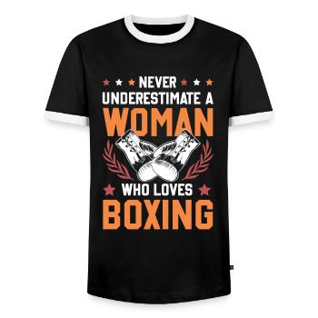 Boxing Women - Men's Ringer Shirt - black/white - Front - AI Model Female 172 light (172cm) & AI Model Male 178 light (178cm)
