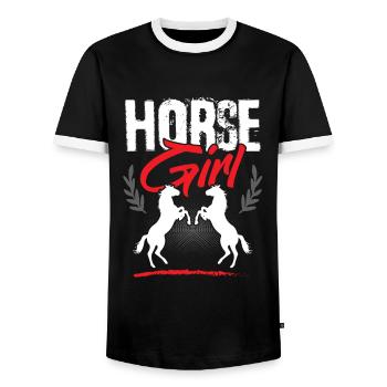 Horses Girls - Men's Ringer Shirt - black/white - Front - AI Model Female 172 light (172cm) & AI Model Male 178 light (178cm)