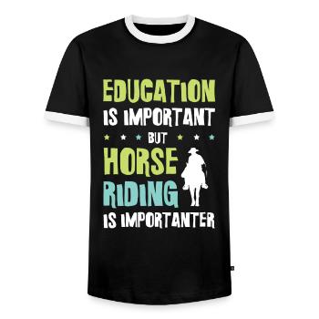 Horses Education - Men's Ringer Shirt - black/white - Front - AI Model Female 172 light (172cm) & AI Model Male 178 light (178cm)