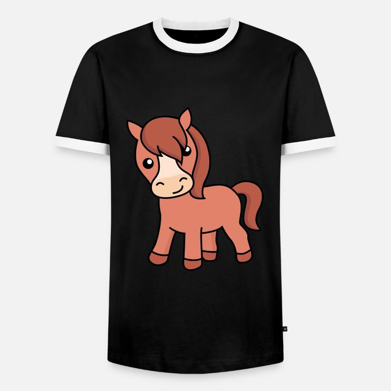 Pferd Comic Tier - Männer Kontrast-T-Shirt - Schwarz/Weiß