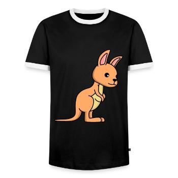 Kangaroo Comic - Men's Ringer Shirt - black/white - Front - AI Model Female 172 light (172cm) & AI Model Male 178 light (178cm)