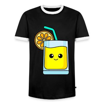 Limonade Comic - Männer Kontrast-T-Shirt - Schwarz/Weiß - Vorne - AI Model Female 172 light (172cm) & AI Model Male 178 light (178cm)