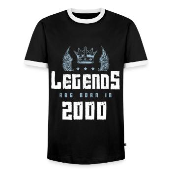 2000 legends born in - Männer Kontrast-T-Shirt - Schwarz/Weiß - Vorne - AI Model Female 172 light (172cm) & AI Model Male 178 light (178cm)