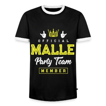 Malle Party Crew - Men's Ringer Shirt - black/white - Front - AI Model Female 172 light (172cm) & AI Model Male 178 light (178cm)