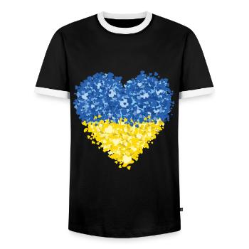Ukraine Flag Heart Résumé - T-shirt contrasté Homme - noir/blanc - Devant - AI Model Female 172 light (172cm) & AI Model Male 178 light (178cm)
