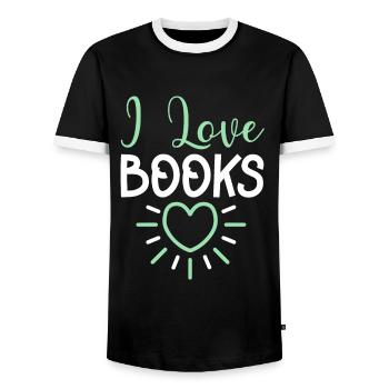 I love books - Men's Ringer Shirt - black/white - Front - AI Model Female 172 light (172cm) & AI Model Male 178 light (178cm)
