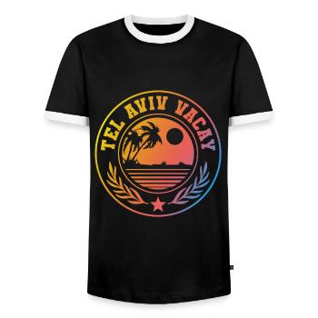 Tel Aviv Holidays - Men's Ringer Shirt - black/white - Front - AI Model Female 172 light (172cm) & AI Model Male 178 light (178cm)