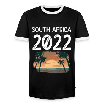 South Africa 2022 - Männer Kontrast-T-Shirt - Schwarz/Weiß - Vorne - AI Model Female 172 light (172cm) & AI Model Male 178 light (178cm)