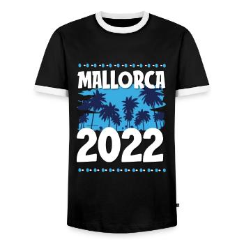 Mallorca 2022 - Männer Kontrast-T-Shirt - Schwarz/Weiß - Vorne - AI Model Female 172 light (172cm) & AI Model Male 178 light (178cm)