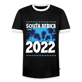 South Africa 2022 - Männer Kontrast-T-Shirt - Schwarz/Weiß - Vorne - AI Model Female 172 light (172cm) & AI Model Male 178 light (178cm)