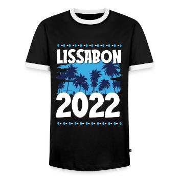 Lissabon 2022 - Männer Kontrast-T-Shirt - Schwarz/Weiß - Vorne - AI Model Female 172 light (172cm) & AI Model Male 178 light (178cm)