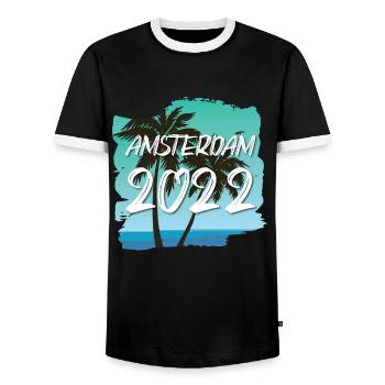 Amsterdam 2022 - Men's Ringer Shirt - black/white - Front - AI Model Female 172 light (172cm) & AI Model Male 178 light (178cm)