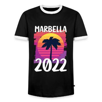 Marbella 2022 - T-shirt contrasté Homme - noir/blanc - Devant - AI Model Female 172 light (172cm) & AI Model Male 178 light (178cm)