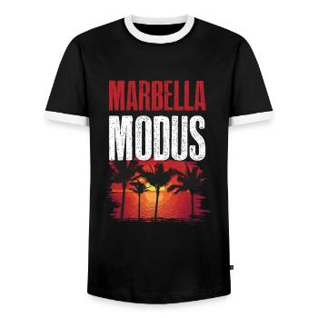 Marbella Mode - Men's Ringer Shirt - black/white - Front - AI Model Female 172 light (172cm) & AI Model Male 178 light (178cm)
