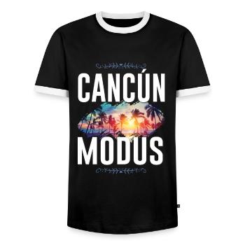 Cancun Mode - Men's Ringer Shirt - black/white - Front - AI Model Female 172 light (172cm) & AI Model Male 178 light (178cm)