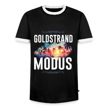 Golden Sands Mode - Men's Ringer Shirt - black/white - Front - AI Model Female 172 light (172cm) & AI Model Male 178 light (178cm)