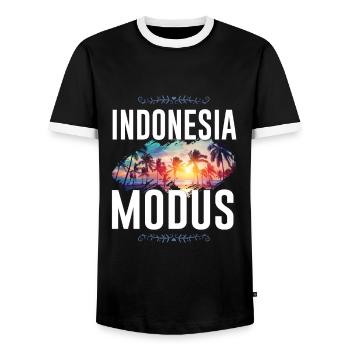Mode Indonésie - T-shirt contrasté Homme - noir/blanc - Devant - AI Model Female 172 light (172cm) & AI Model Male 178 light (178cm)